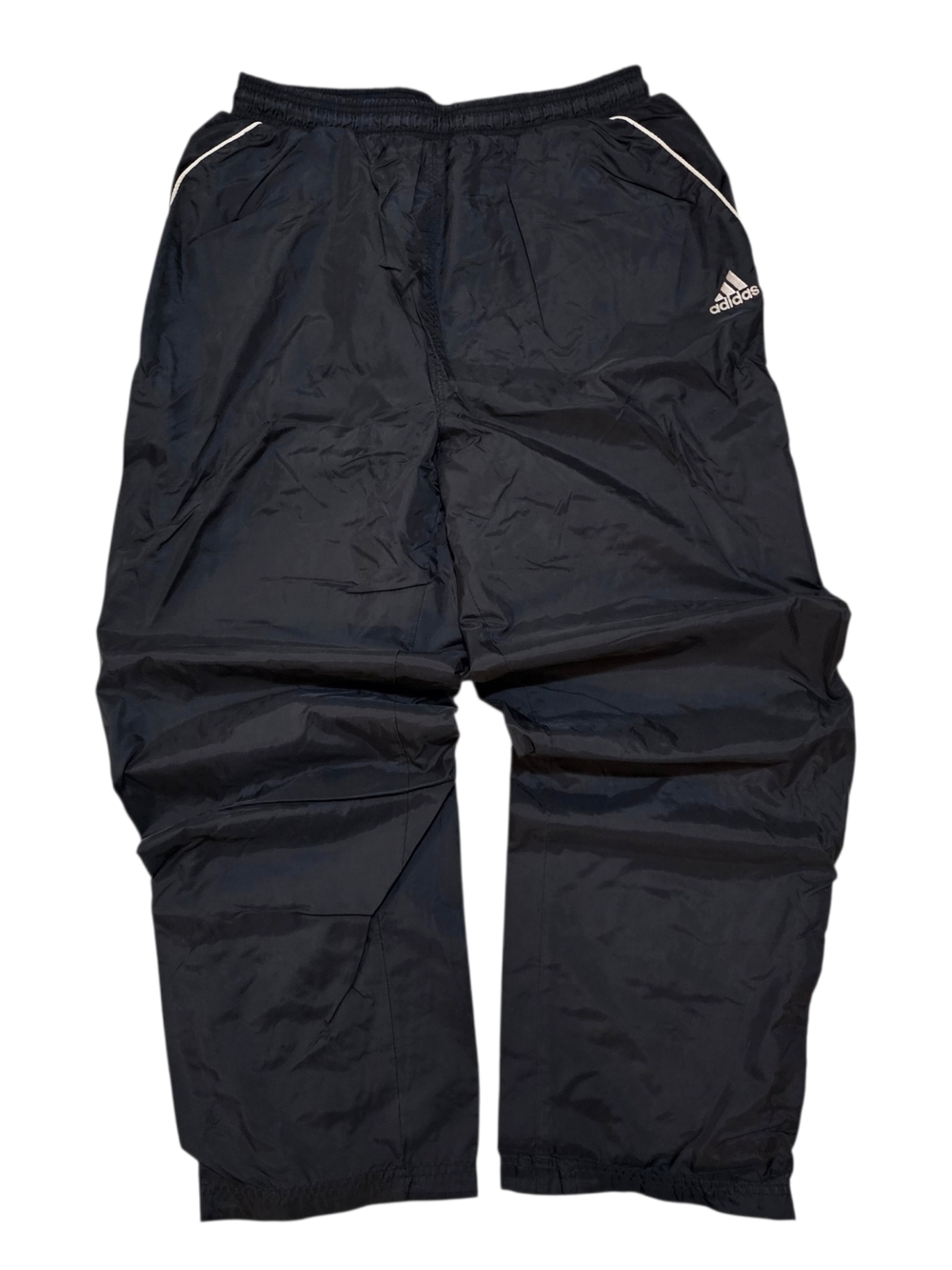 Vintage Adidas Black Baggy Track Pants with White Trim
